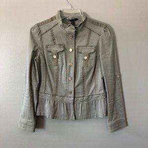WHBM Denim Dressy Jacket 6P Olive Grey
